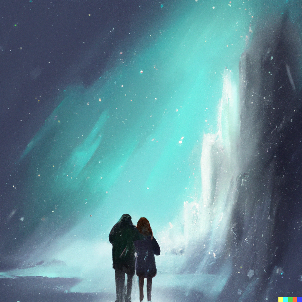 A couple walking in cold weather
